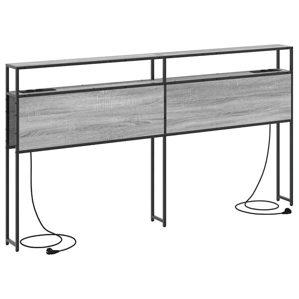 vidaXL Табла за съхранение с рафт Сив сонома 200 cm Инженерно дърво