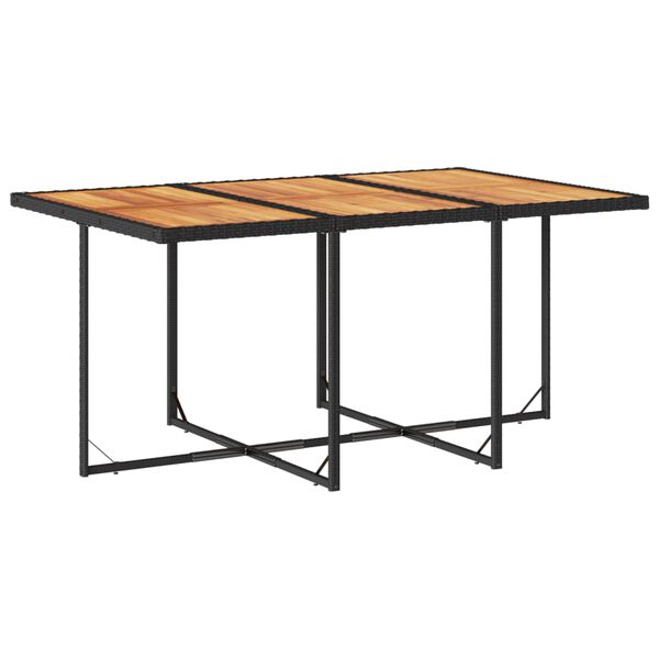 vidaXL Градински трапезен комплект 7 части възглавници черен полиратан