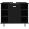 vidaXL Комплект мебели за баня от 4 части, черен, ПДЧ