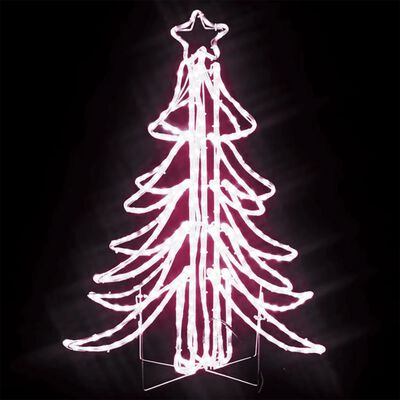 vidaXL LED сгъваема фигура коледно дърво, топло бяло, 87x87x93 см