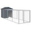 vidaXL Клетка за пилета с волиера, антрацит, 117x405x123 см, стомана