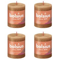 Bolsius Рустик колонни свещи Shine, 4 бр, 80x68 мм, пикантно кафяво