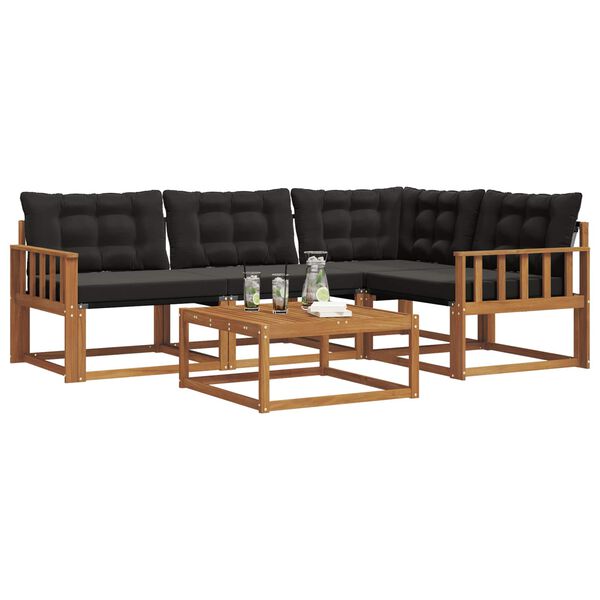vidaXL Комплект дивани за открито 5 pcs Естествено и черно
