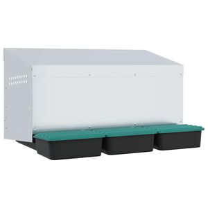 vidaXL Кутия за пилета с 3 отделения, за стенен монтаж, поцинкована стомана