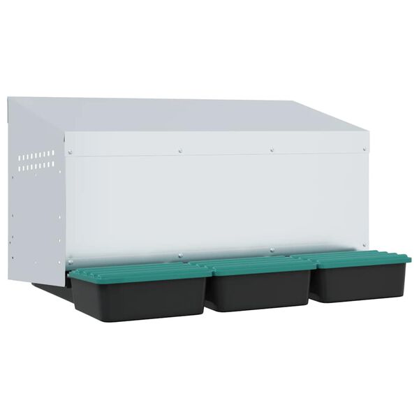 vidaXL Кутия за пилета с 3 отделения, за стенен монтаж, поцинкована стомана