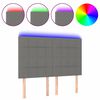 vidaXL LED горна табла за легло, тъмносива, 144x5x118/128 см, плат