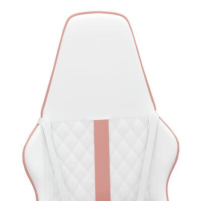vidaXL Гейминг стол, бяло и розово, изкуствена кожа