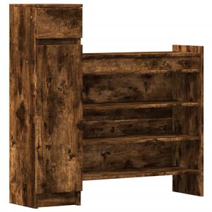 vidaXL Шкаф за обувки, опушен дъб, 100,5x28x100 см, инженерно дърво