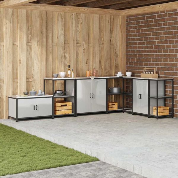 vidaXL Съхранение в кухнята с рафт Сребрист 60 x 50 x 92 см Стомана