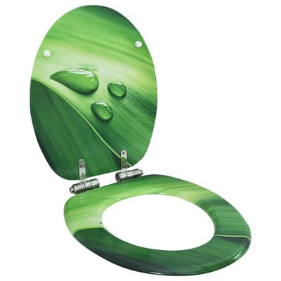 vidaXL Тоалетна седалка плавно затваряне МДФ дизайн зелени водни капки