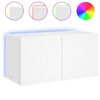 vidaXL Стенен ТВ шкаф с LED осветление, бял, 80x35x41 см