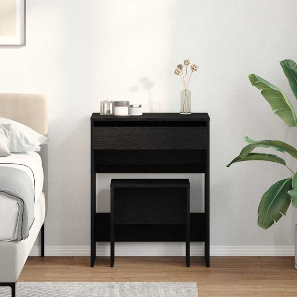 vidaXL Тоалетка с чекмедже Черен дъб 60 x 40 x 75 cm Инженерно дърво