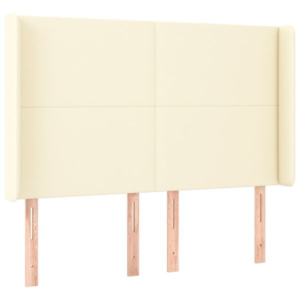 vidaXL Горна табла с уши, кремава, 147x16x118/128 см, изкуствена кожа