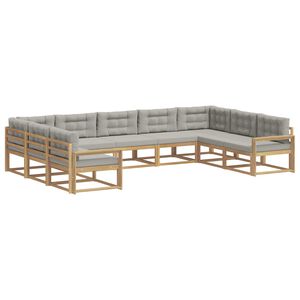 vidaXL Комплект дивани за открито 9 pcs Бяло и светлосиво