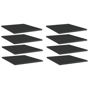 vidaXL Рафтове, 8 бр, черен гланц, 40x50x1,5 см, инженерно дърво