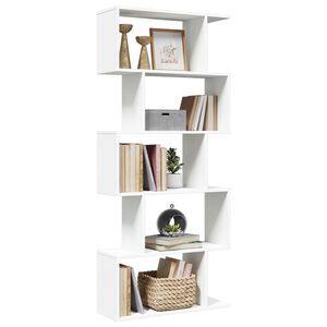 vidaXL Разделител за стая, библиотека, 5 нива, бял, 70x24x161 см, инженерно дърво