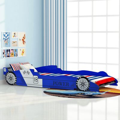 vidaXL Детско легло “състезателна кола“, 90x200 cм, синьо