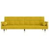 vidaXL Разтегателен диван с възглавници, жълт, кадифе