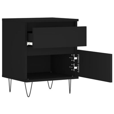vidaXL Нощни шкафчета, 2 бр, черни, 40x35x50 см, инженерно дърво