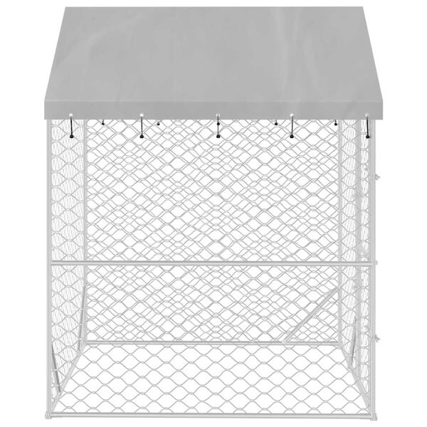 vidaXL Външна клетка за куче с покрив сребриста 2x2x2,5 м стомана