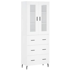 vidaXL Висок шкаф, бял, 69,5x34x180 см, инженерно дърво