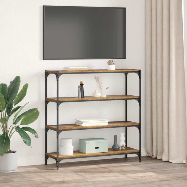 vidaXL Шкаф за книги Старо дърво 100 x 33 x 100 см