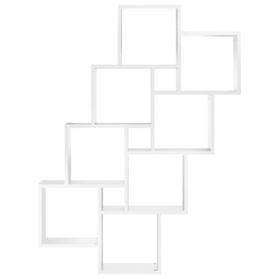 vidaXL Стенен кубичен рафт, бял, 90x15x119 см, ПДЧ
