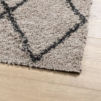 vidaXL Шаги килим с дълъг косъм "PAMPLONA" бежов и антрацит 60x110 см