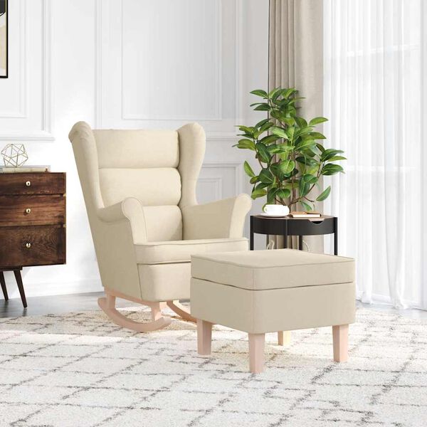 vidaXL Люлеещ се стол с табуретка за крака, син, плат