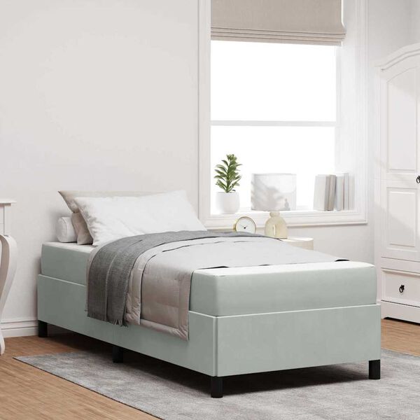 vidaXL Рамка за легло с матрак Светлосиво 90 x 190 cm текстил