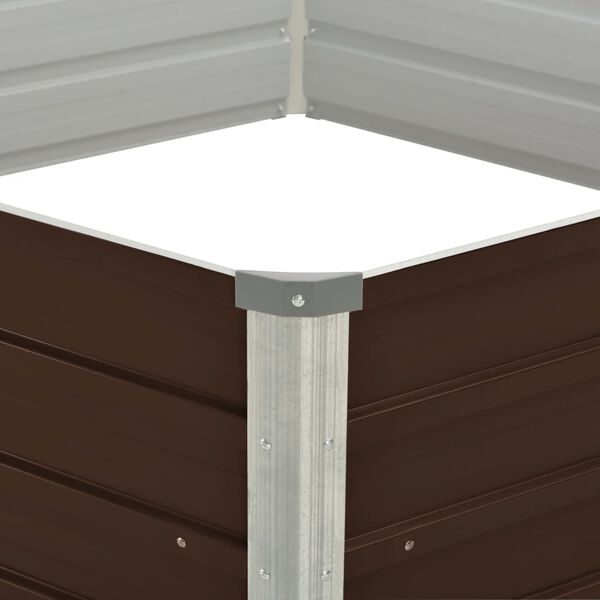 vidaXL Повдигната леха, кафява, 129x129x45 см, поцинкована стомана