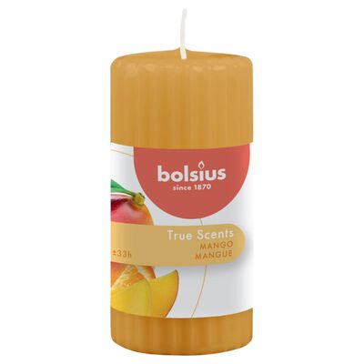 Bolsius Оребрени колонни свещи 6 бр 120x58 мм аромат манго