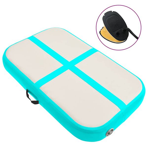 vidaXL Надуваем дюшек за гимнастика с помпа, 60x100x20 см, PVC, зелен