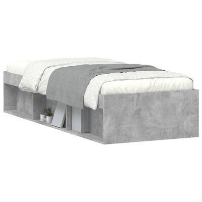 vidaXL Рамка за легло сив бетон 75x190 см Small Single