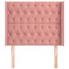 vidaXL Горна табла за легло с уши, розова, 93x16x118/128 см, кадифе