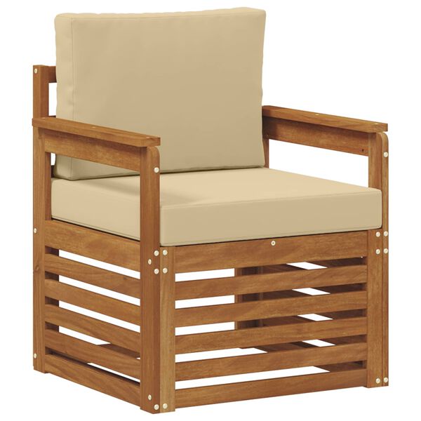 vidaXL Комплект дивани за открито Солидно акациево дърво и полиестер