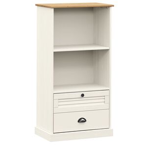 vidaXL Етажерка за книги VIGO бяла 60x35x114,5 см бор масив