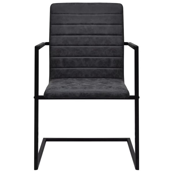 vidaXL Конзолни трапезни столове, 4 бр, черни, изкуствена кожа