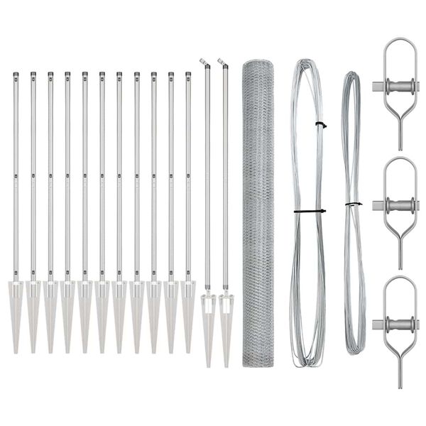 vidaXL Стълб за ограда. Сребрист 25 x 1,6 м (25 мм мрежа) Стомана