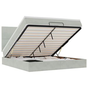 vidaXL Османска легло с матраци и LED, светлосиво, 180x200 см, кадифе