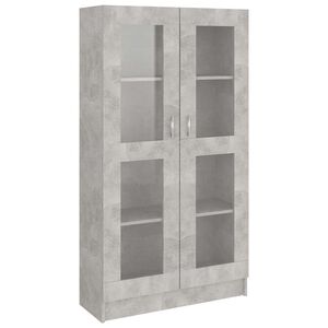 vidaXL Шкаф витрина, бетонно сив, 82,5x30,5x150 см, инженерно дърво
