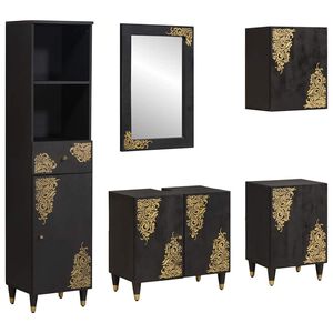 vidaXL Комплект шкафове за баня 5 бр. Черно 62 x 33 x 58 см