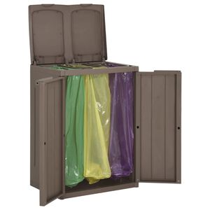 vidaXL Кош за боклук с 2 врати, кафяв, 65x45x88 см, PP