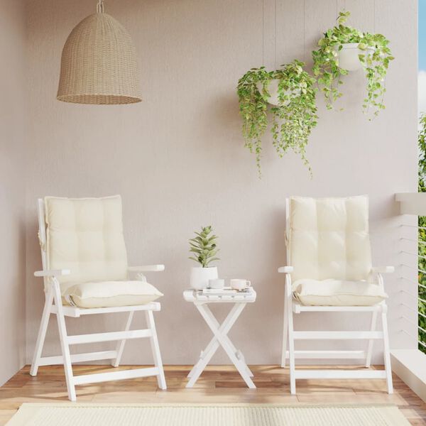 vidaXL Възглавници за стол ниска облегалка 2 бр кремави Оксфорд плат