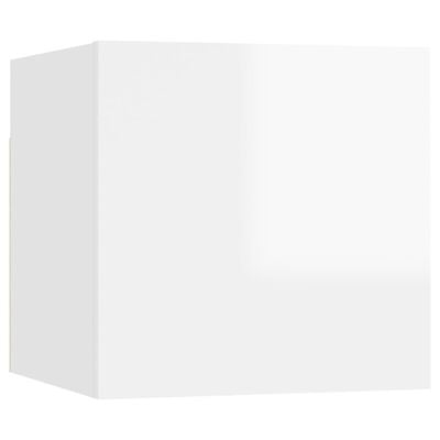 vidaXL ТВ шкафове за стенен монтаж, 2 бр, бял гланц, 30,5x30x30 см