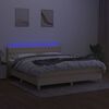 vidaXL Боксспринг легло с матрак и LED, кремаво, 180x200 см, плат