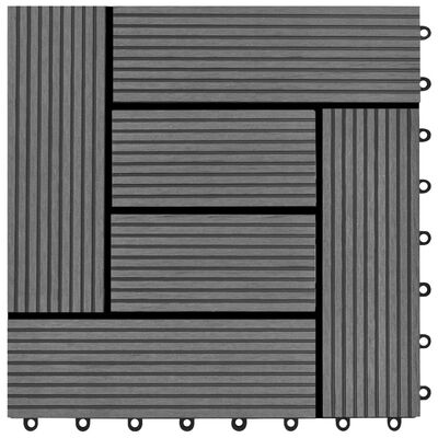 vidaXL 22 бр декинг плочки, 30x30 см, 2 кв.м., WPC, сиви