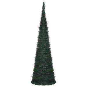vidaXL Коледно дърво with LED String Lights Зелен 150 x 150 cm ПВЦ