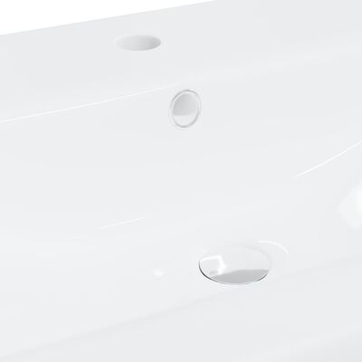 vidaXL Мивка за вграждане с кран, 61x39x18 см, керамична, бяла