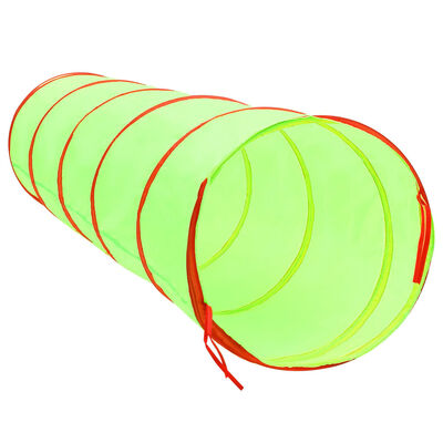 vidaXL Детски тунел за игра с 250 топки, зелен, 175 см, полиестер